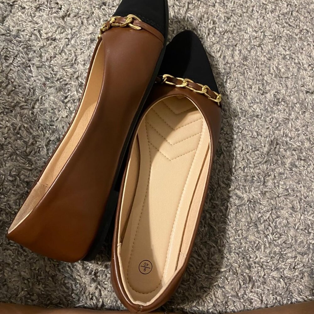 Women's Black Flats Shoes - Picture 2 of 9